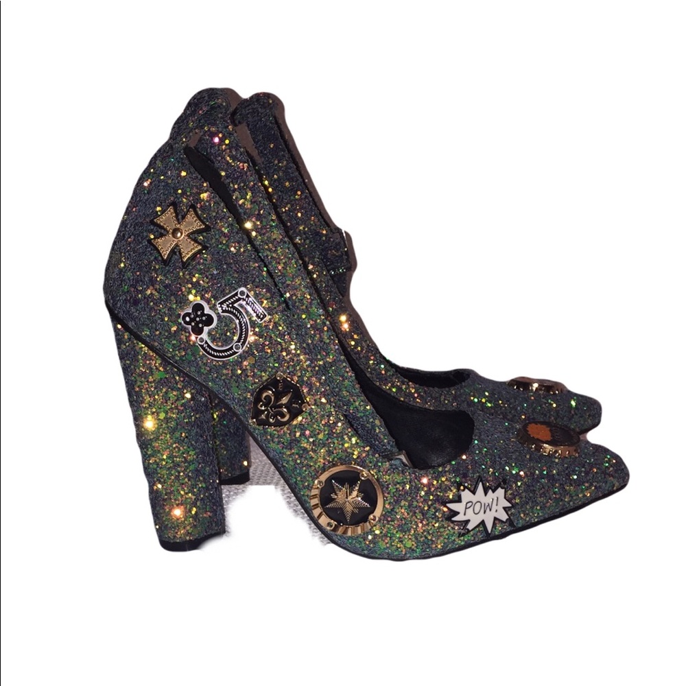 Green glitter heels